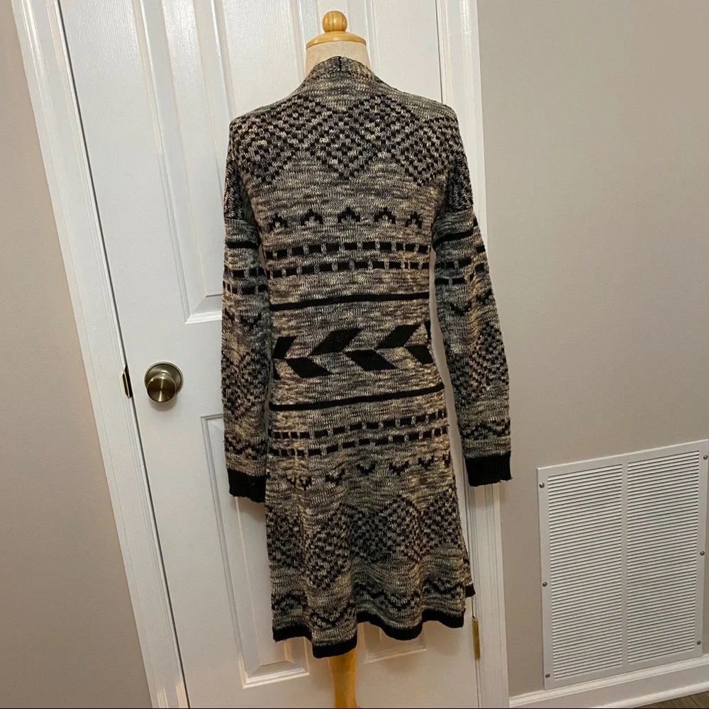 Maurices Southwestern Open Front Long Cardigan Size S